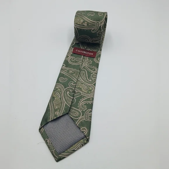 Covington Green Paisley Silk Tie - Mens Formal Tie - Picture 2 of 2